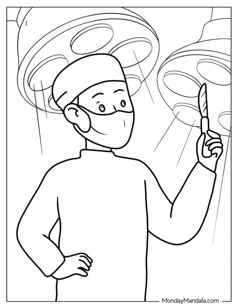 Doctor nurse coloring pages free pdf printables