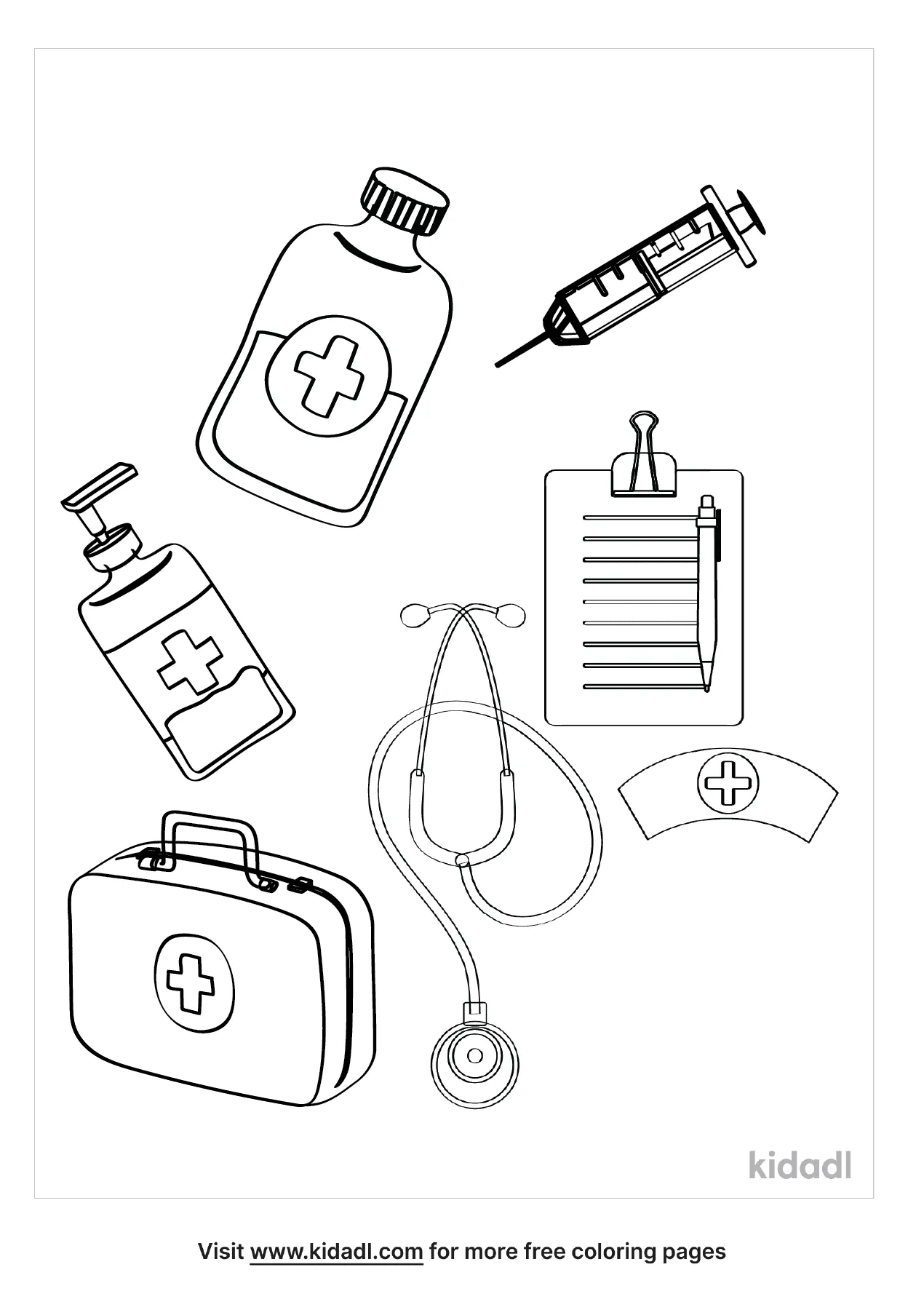 Free nurses tools coloring page coloring page printables