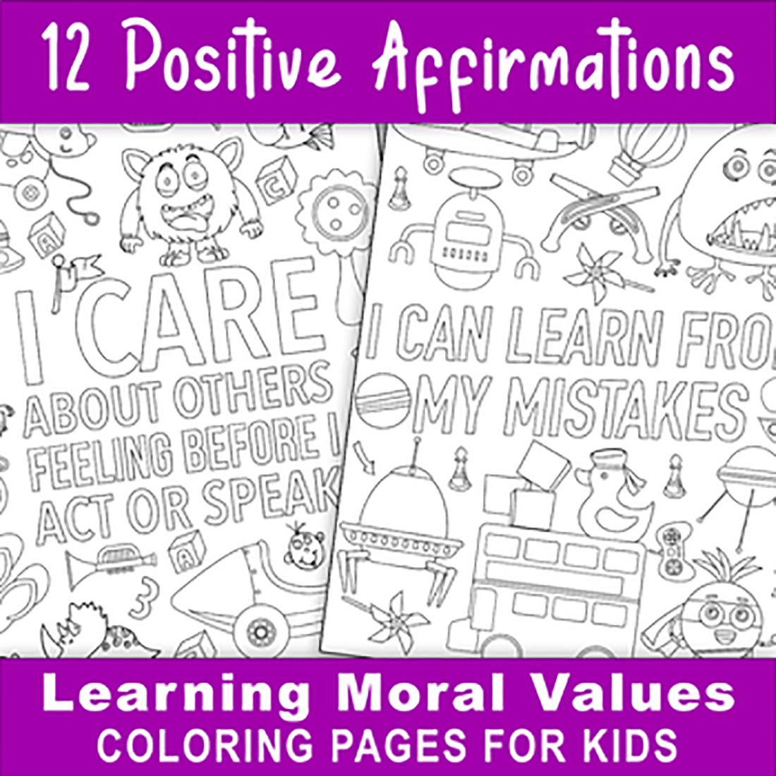 Positive affirmation colouring pages for kids