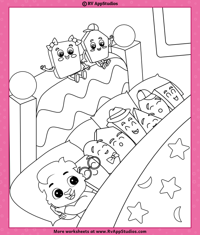 Ten in the bed nursery rhyme coloring page for kids free to download and print