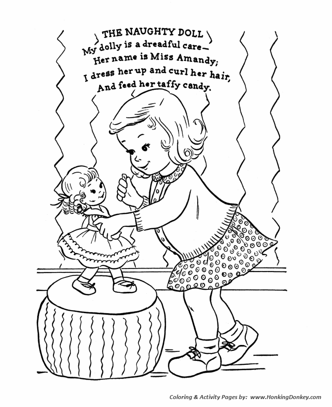 Classic mother goose nursery rhymes coloring pages classic kids the naughty doll nursery rhyme