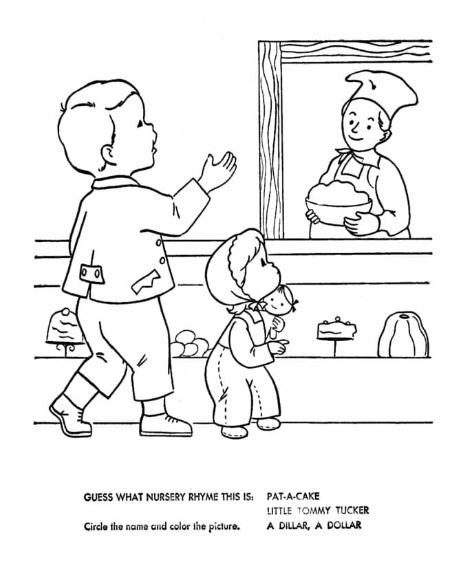 Pat a cake nursery rhyme coloring page