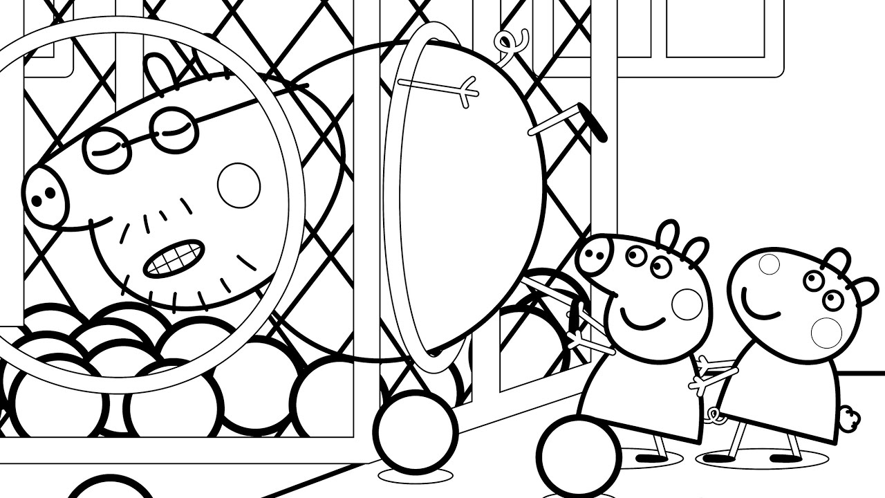 Peppa pig and daddy pig coloring pages nursery rhyes for kids