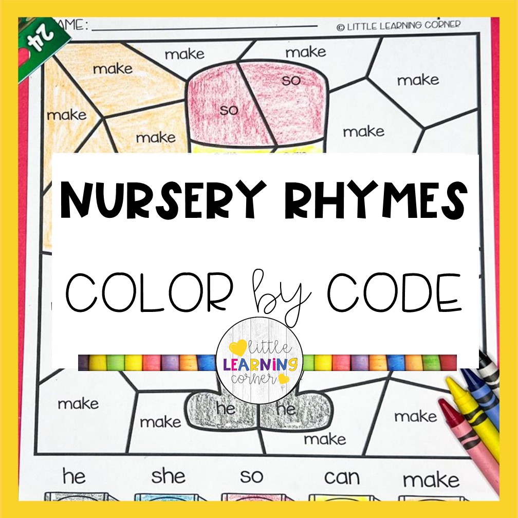 Nursery rhymes color by code coloring pages