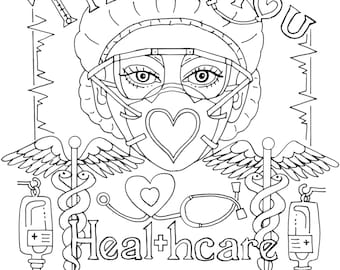 Thank you healthcare heroes printable coloring page digital download coloring page x