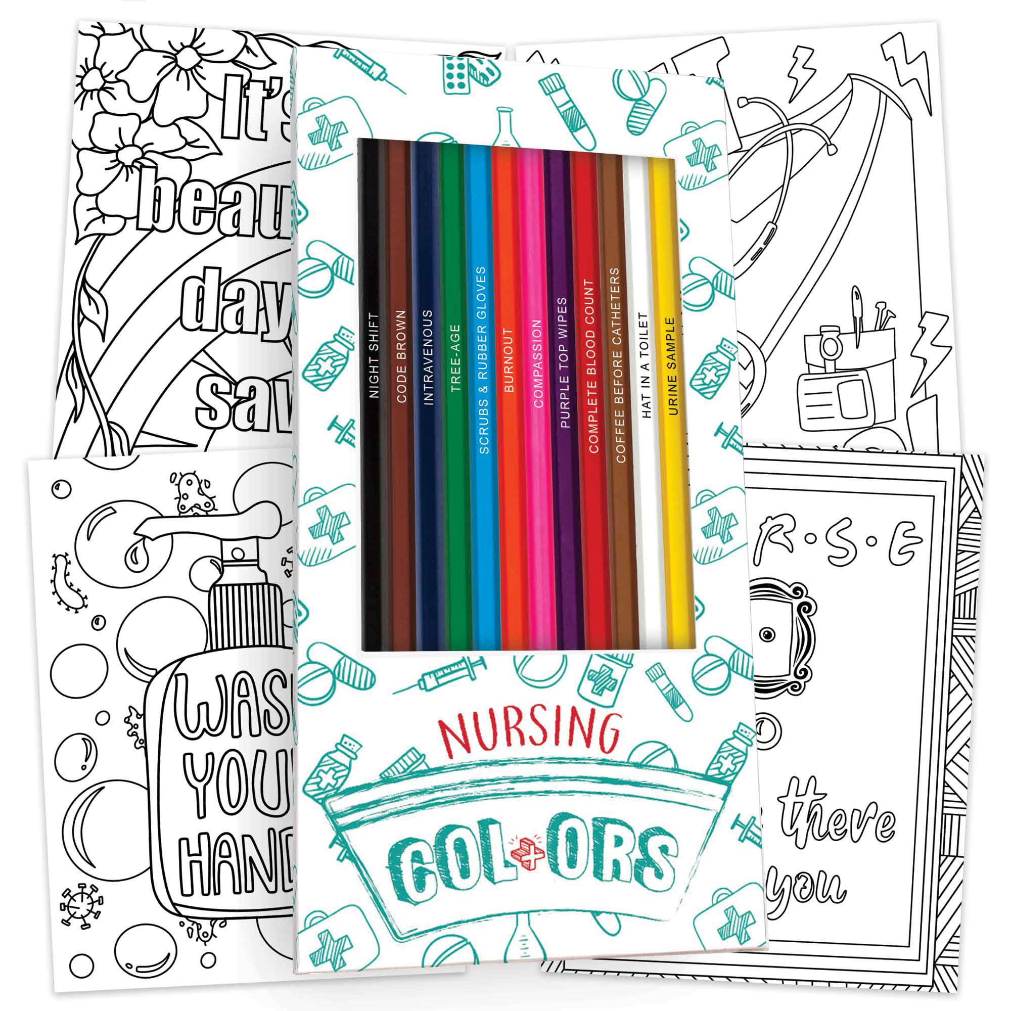 Nurse appreciation colored pencil coloring pages gift set â pop colors