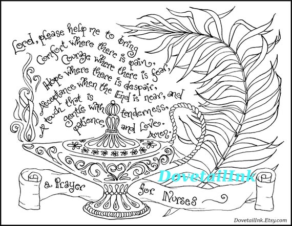 Printable prayer for nurses coloring page for all ages traditional christian nurses prayer nursing student cna gift catholic