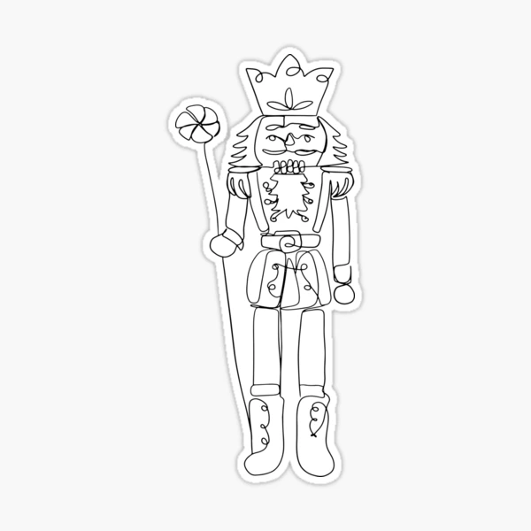 Nutcracker line art simple christmas drawing outline sketch minimalist holiday sticker for sale by namiby