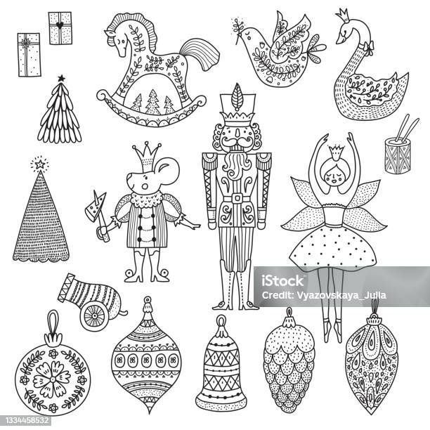 Christmas coloring book the nutcracker stock illustration