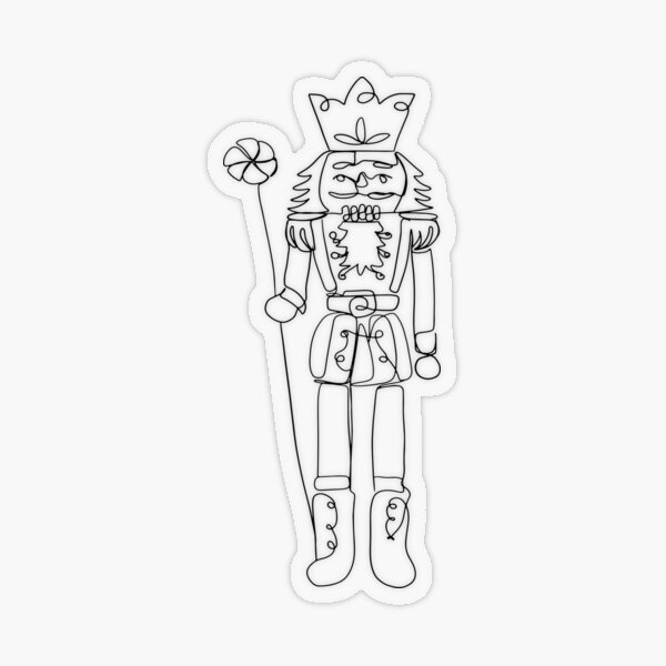 Nutcracker line art simple christmas drawing outline sketch minimalist holiday sticker for sale by namiby