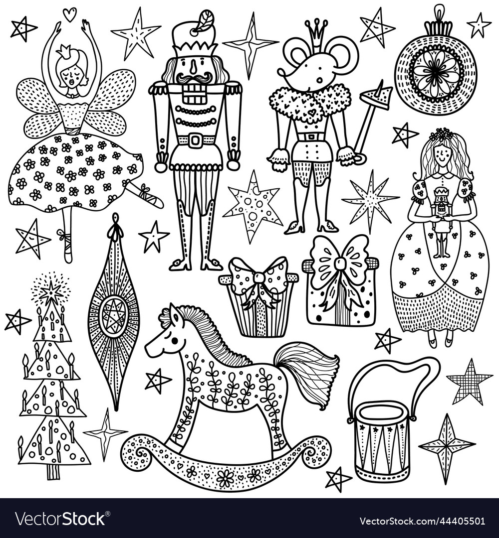 Christmas coloring book the nutcracker royalty free vector