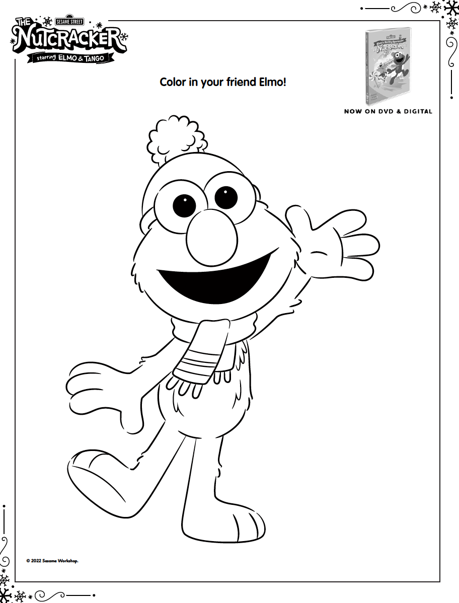 Free printable holiday elmo and the nutcracker coloring pages