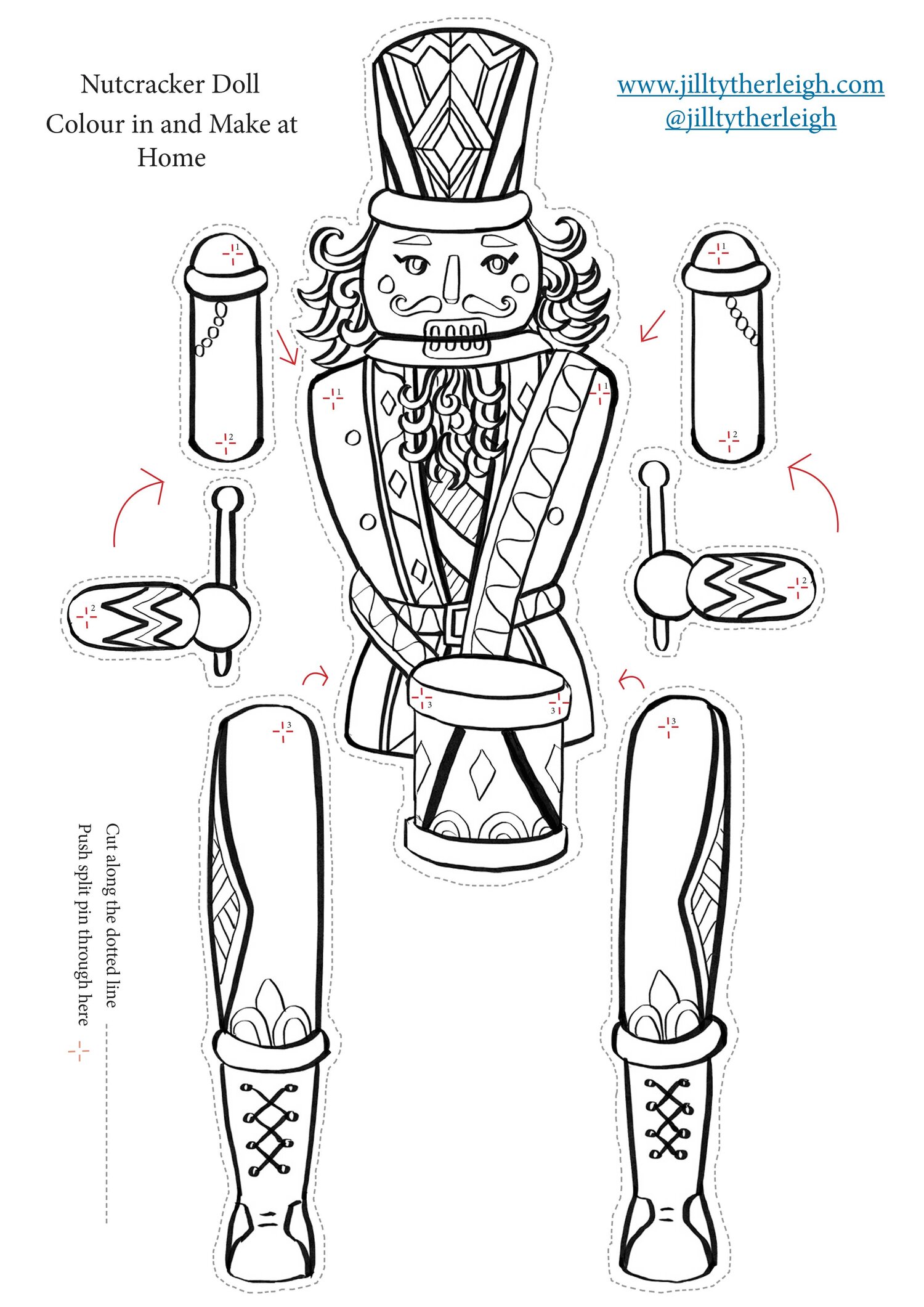 Nutcracker colouring in and make at home doll â jill tytherleigh