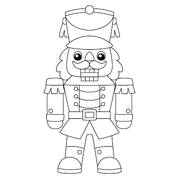Premium vector christmas nutcracker isolated coloring page