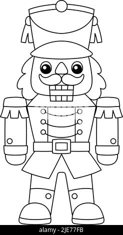 Christmas nutcracker coloring page for kids stock vector image art