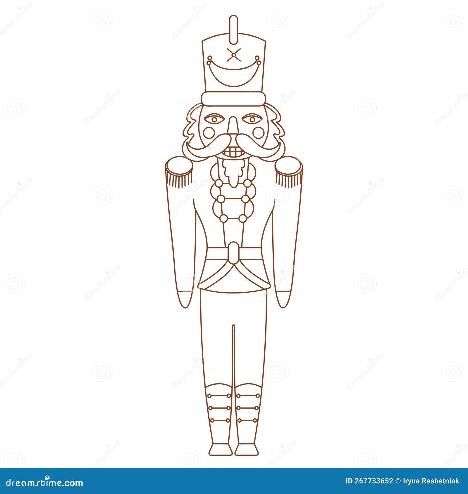 Coloring page outline of christmas nutcracker toy outlined christmas soldier stock vector