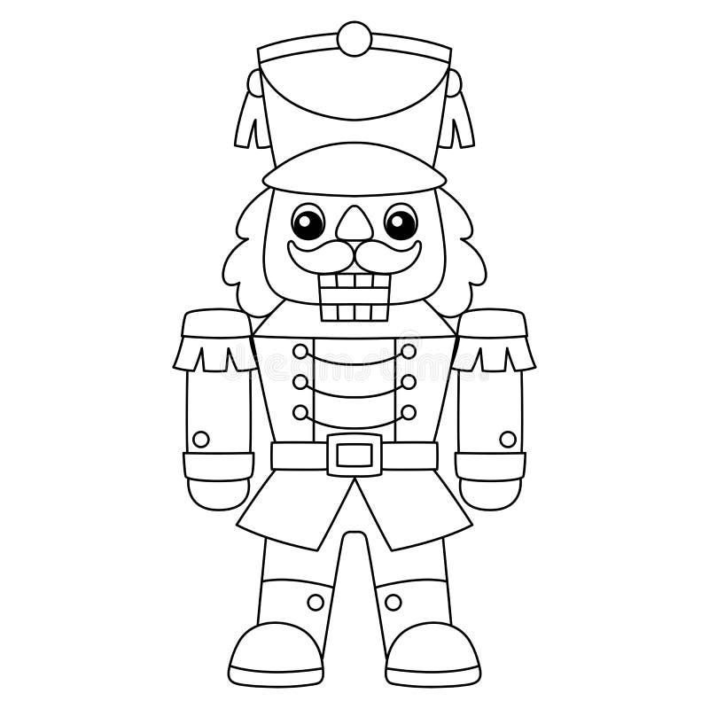 Christmas nutcracker isolated coloring page stock vector