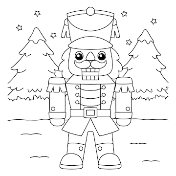 Premium vector christmas nutcracker coloring page for kids