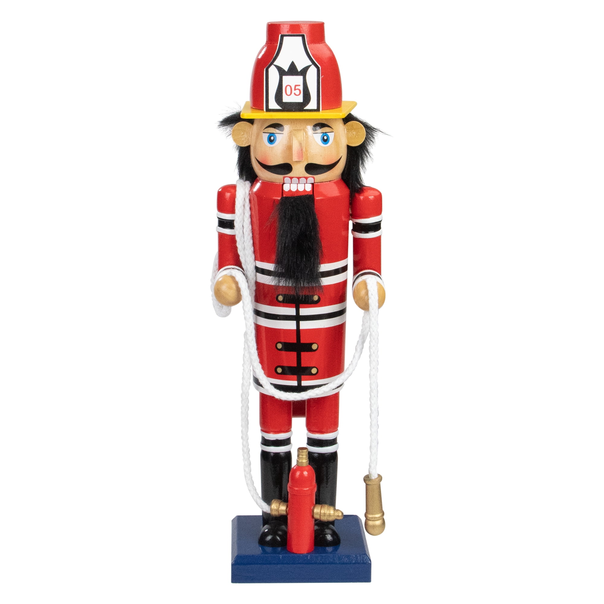 Northlight red wooden fireman with hose christmas nutcracker