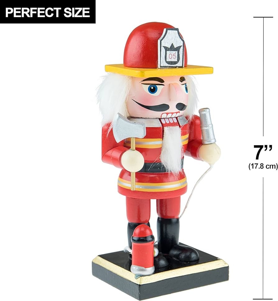 Clever creations firefighter inch traditional wooden nutcracker festive christmas dãcor for shelves and tables home kitchen