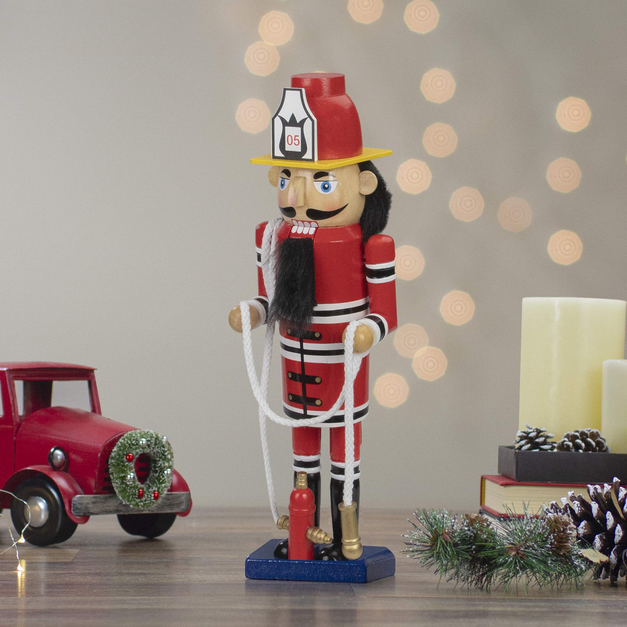 Northlight red wooden fireman with hose christmas nutcracker home kitchen