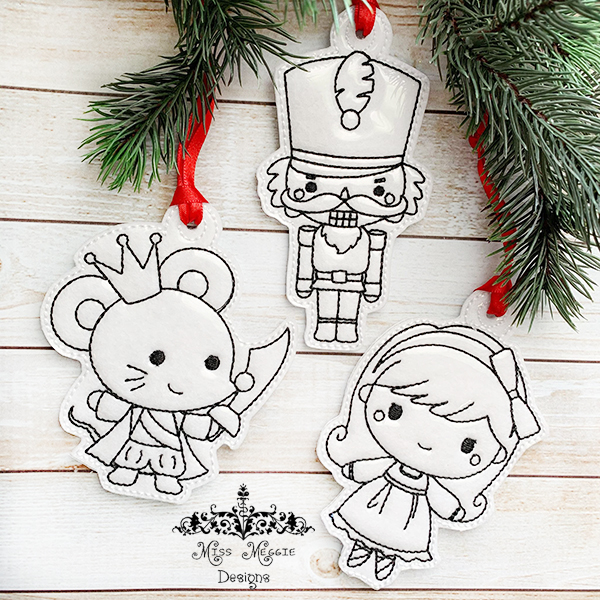 Christmas nutcracker set coloring ornament ith embroidery design miss meggie designs