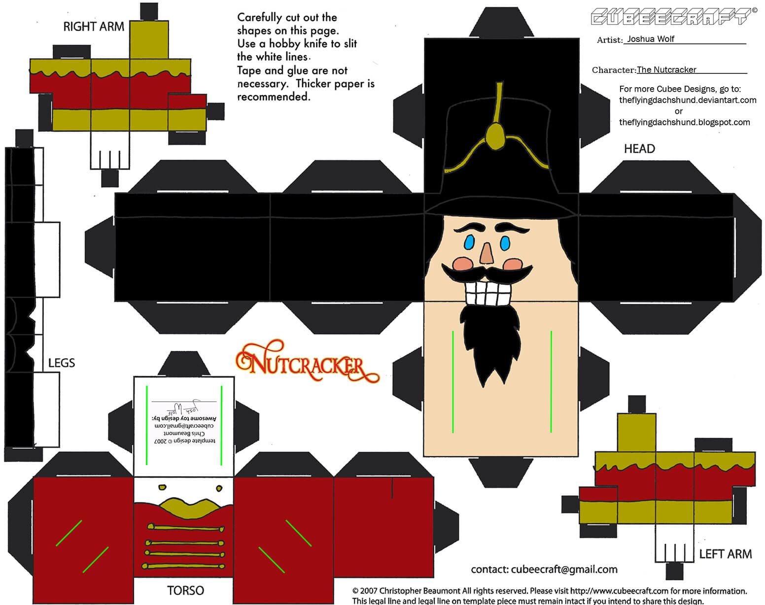 Nutcracker paper toy free printable papercraft templates