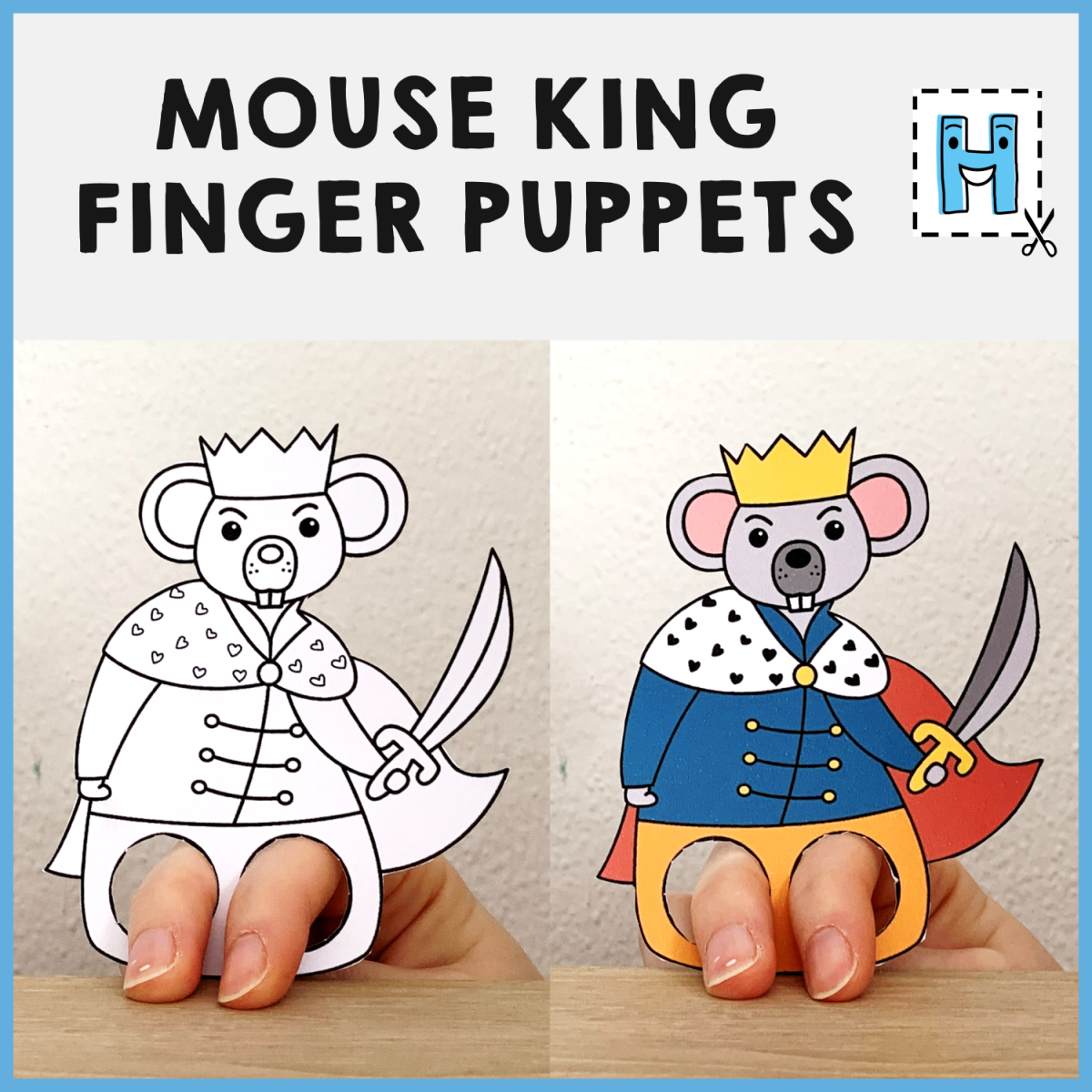 Mouse king finger puppet printable nutcracker coloring paper craft activity made by teachers