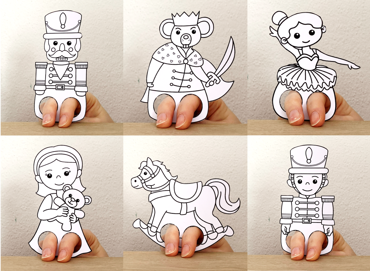 Nutcracker finger puppets printable winter christmas paper craft activity made by teachers