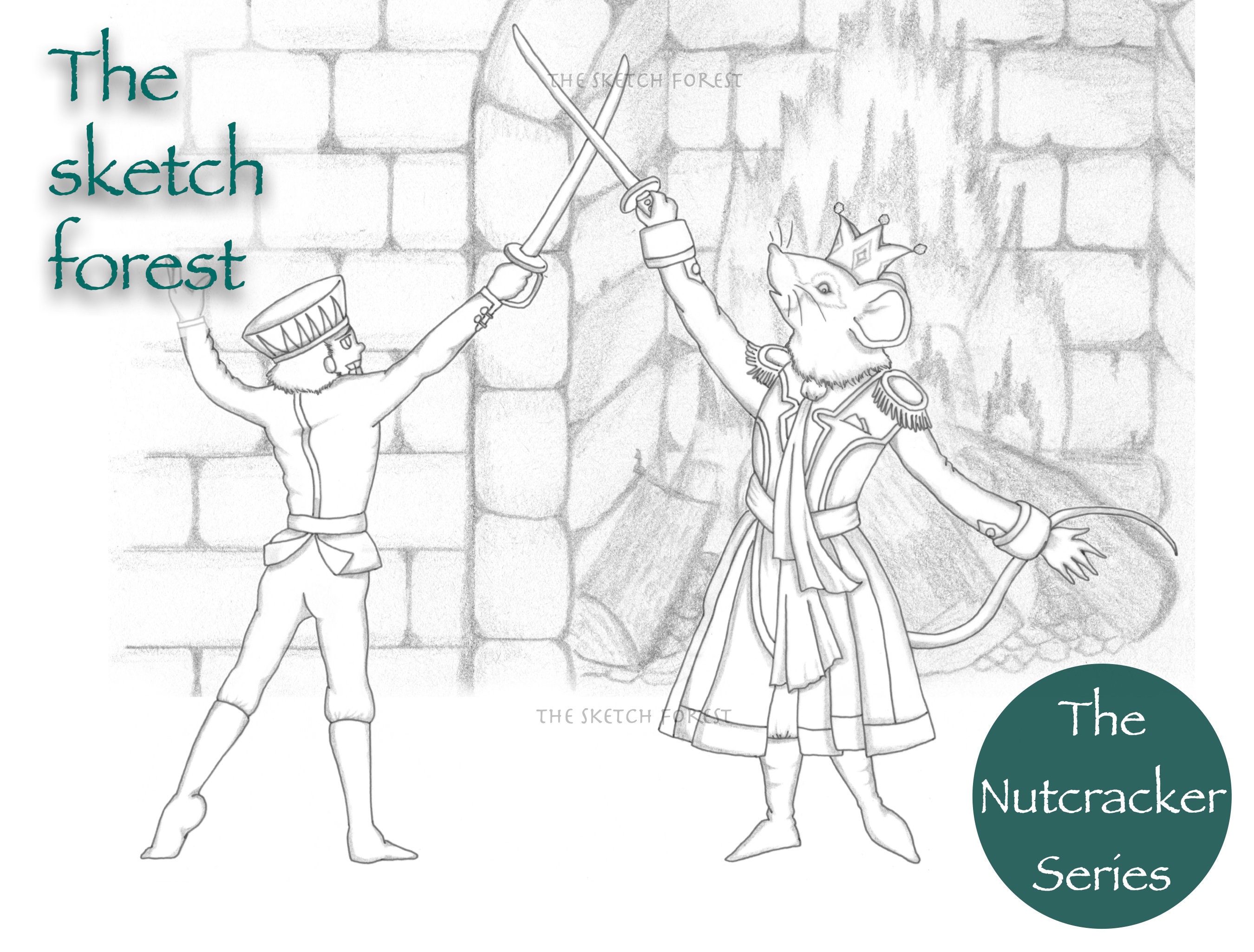 Christmas printable coloring page l ballet illustration l the battle