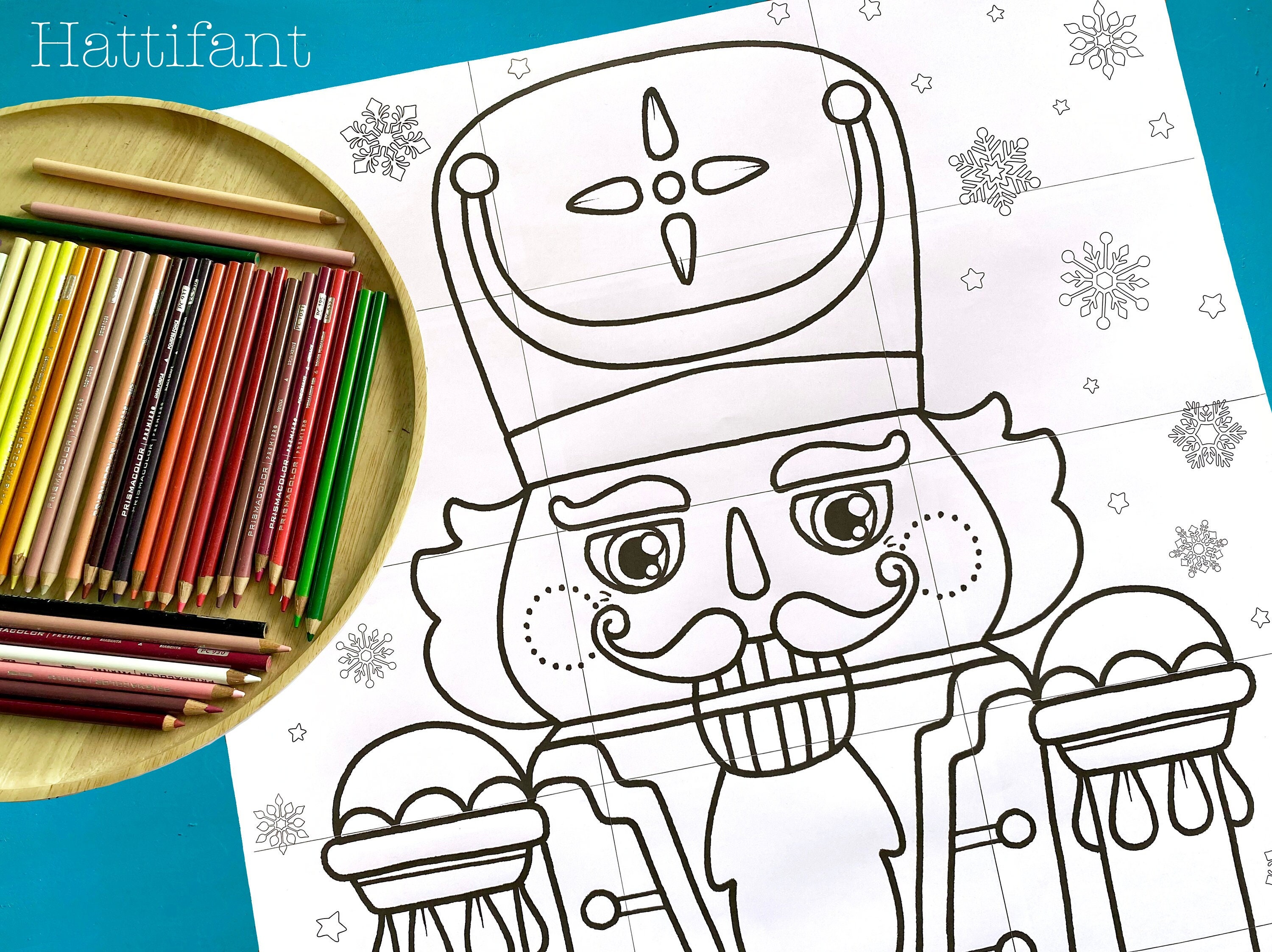 Giant poster nutcracker to assemble and color instant download print at home