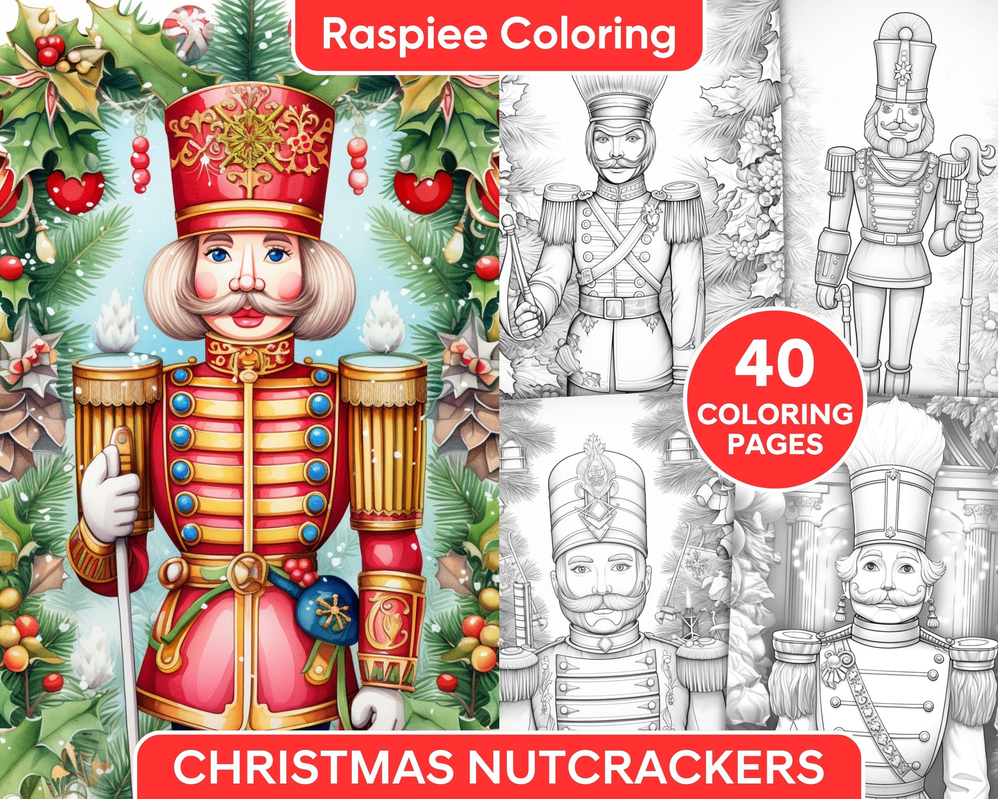 Christmas nutcrackers grayscale coloring pages for adults printabl â coloring