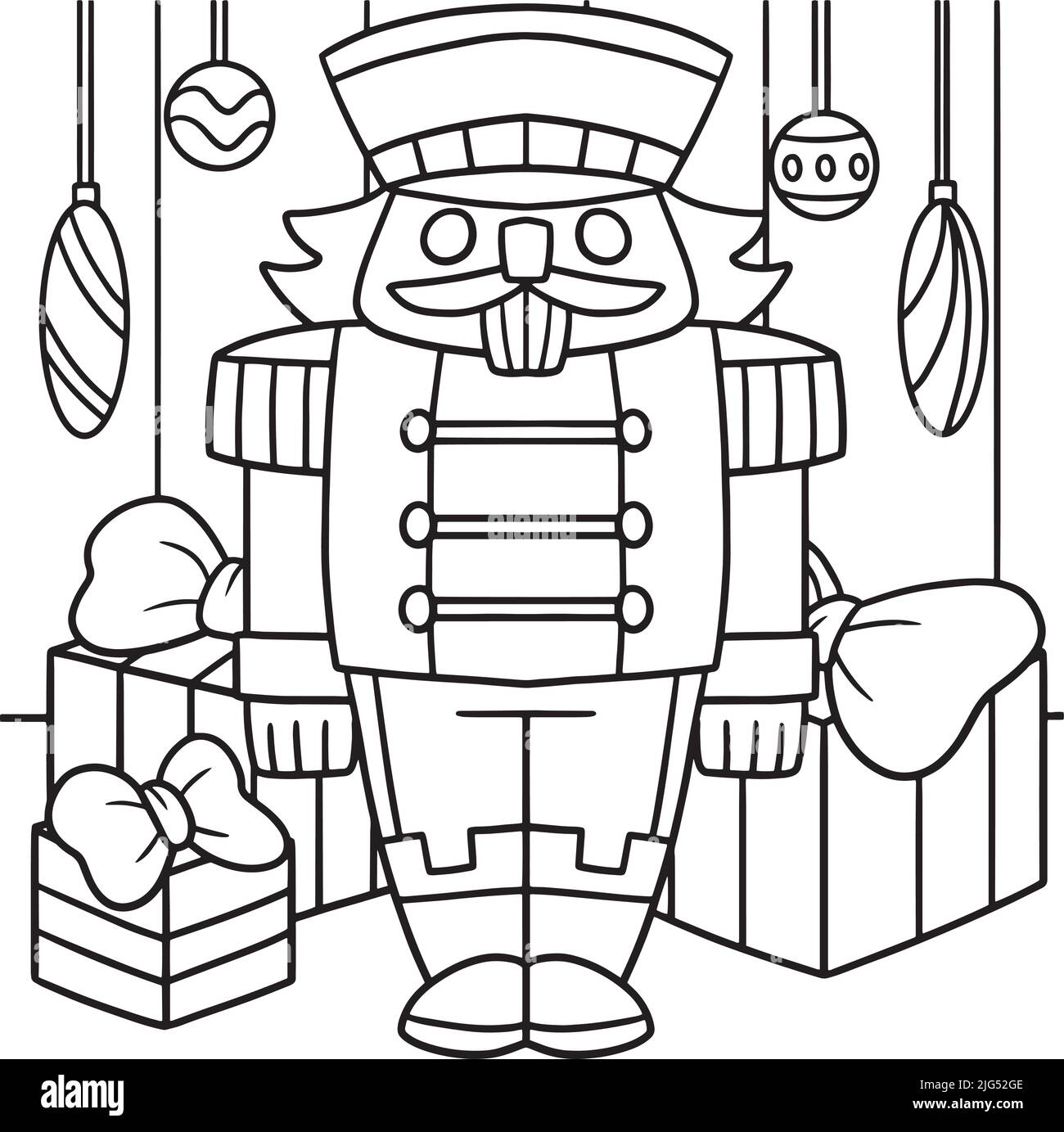 Nutcracker coloring page for kids stock vector image art