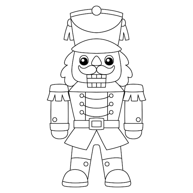 Premium vector christmas nutcracker isolated coloring page