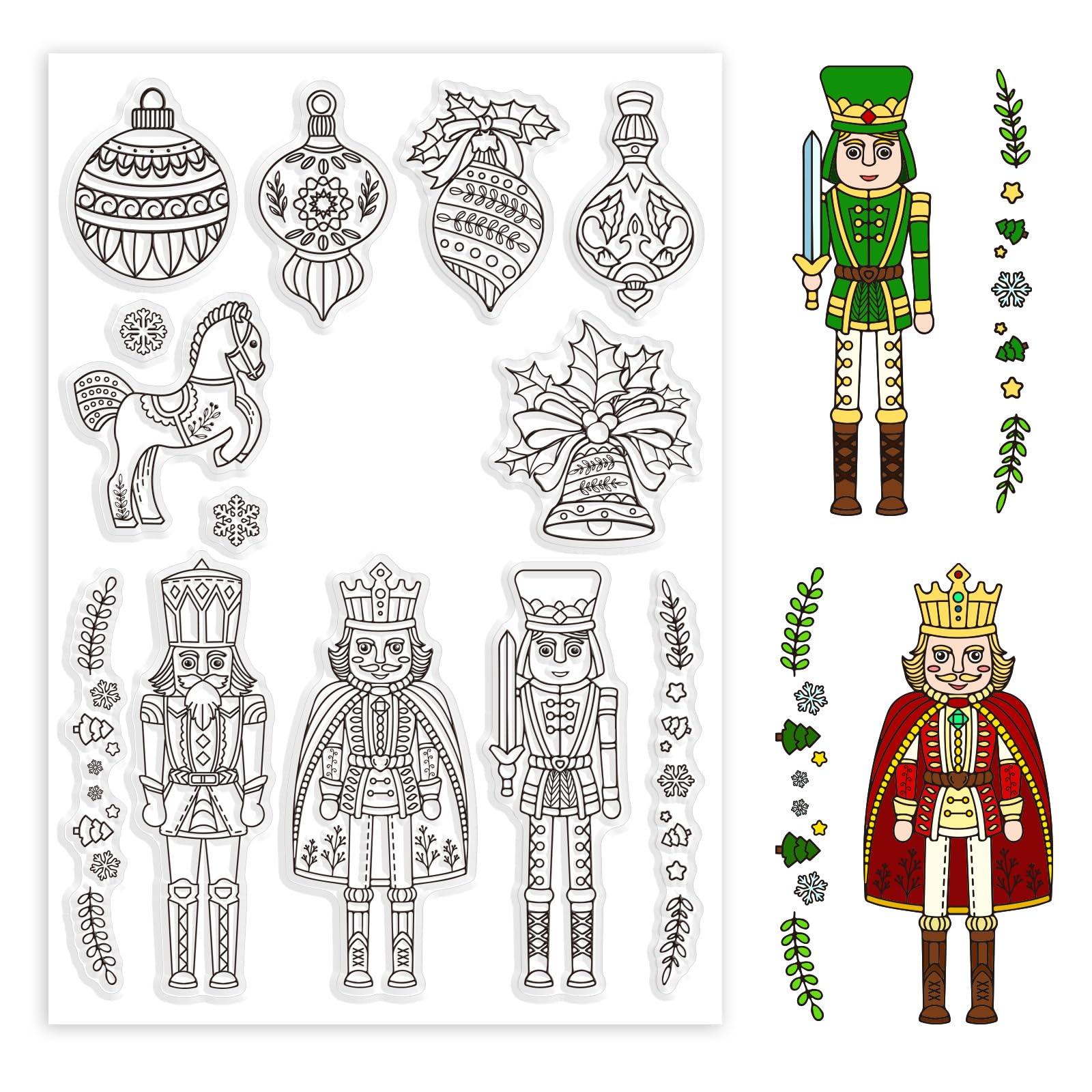 Globleland christmas nutcracker pattern decoration clear stamps christmas lantern small bell transparent silicone stamps for diy scrapbooking embossing stencils paper rd craft album decor home