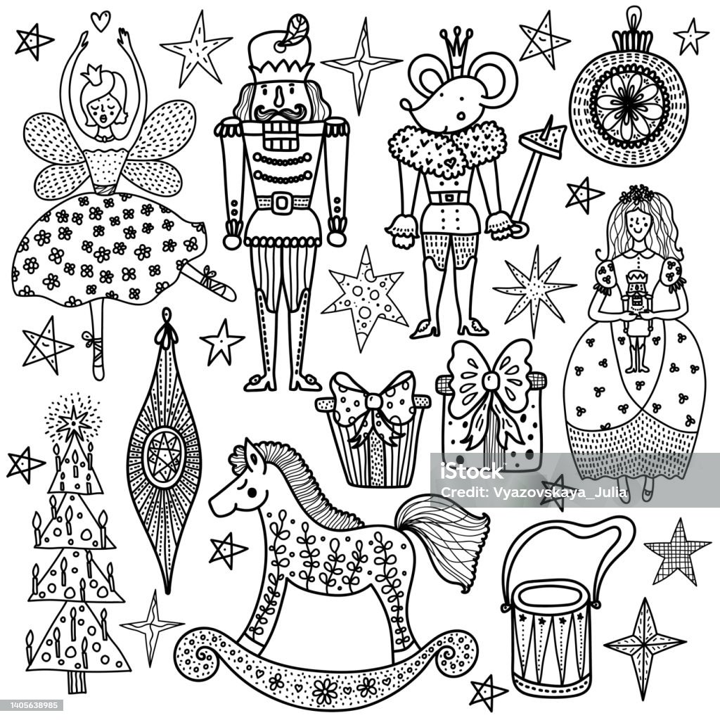 Christmas coloring book the nutcracker stock illustration