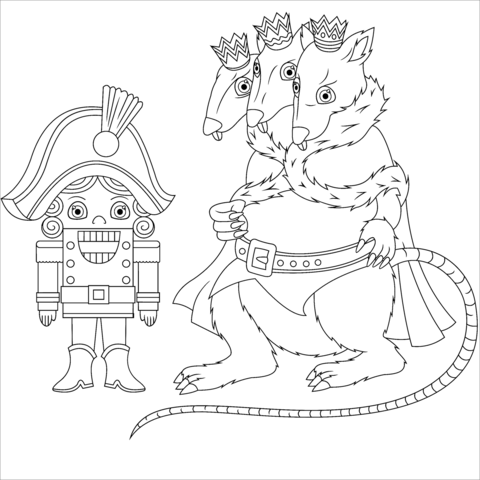 Nutcracker and king rat coloring page free printable coloring pages