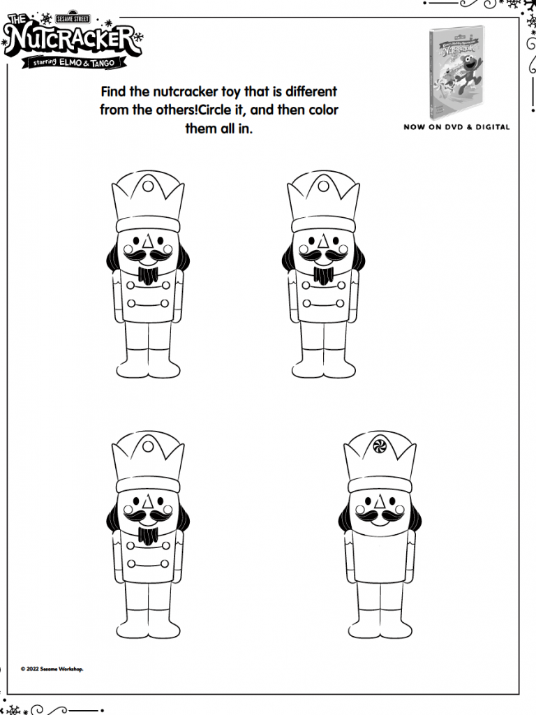 Free printable holiday elmo and the nutcracker coloring pages