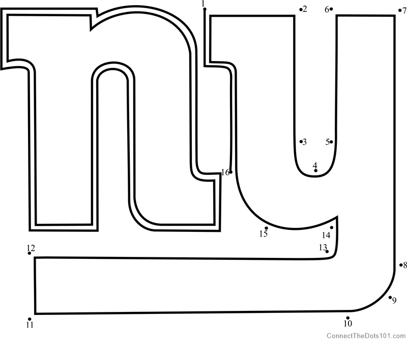 New york giants logo dot to dot printable worksheet