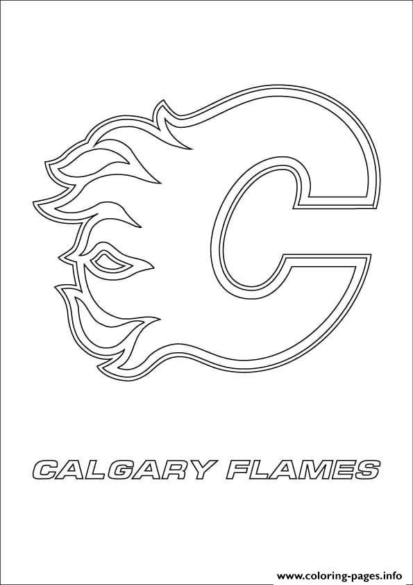 Print calgary flames logo nhl hockey sport coloring pages sports coloring pages calgary flames coloring pages