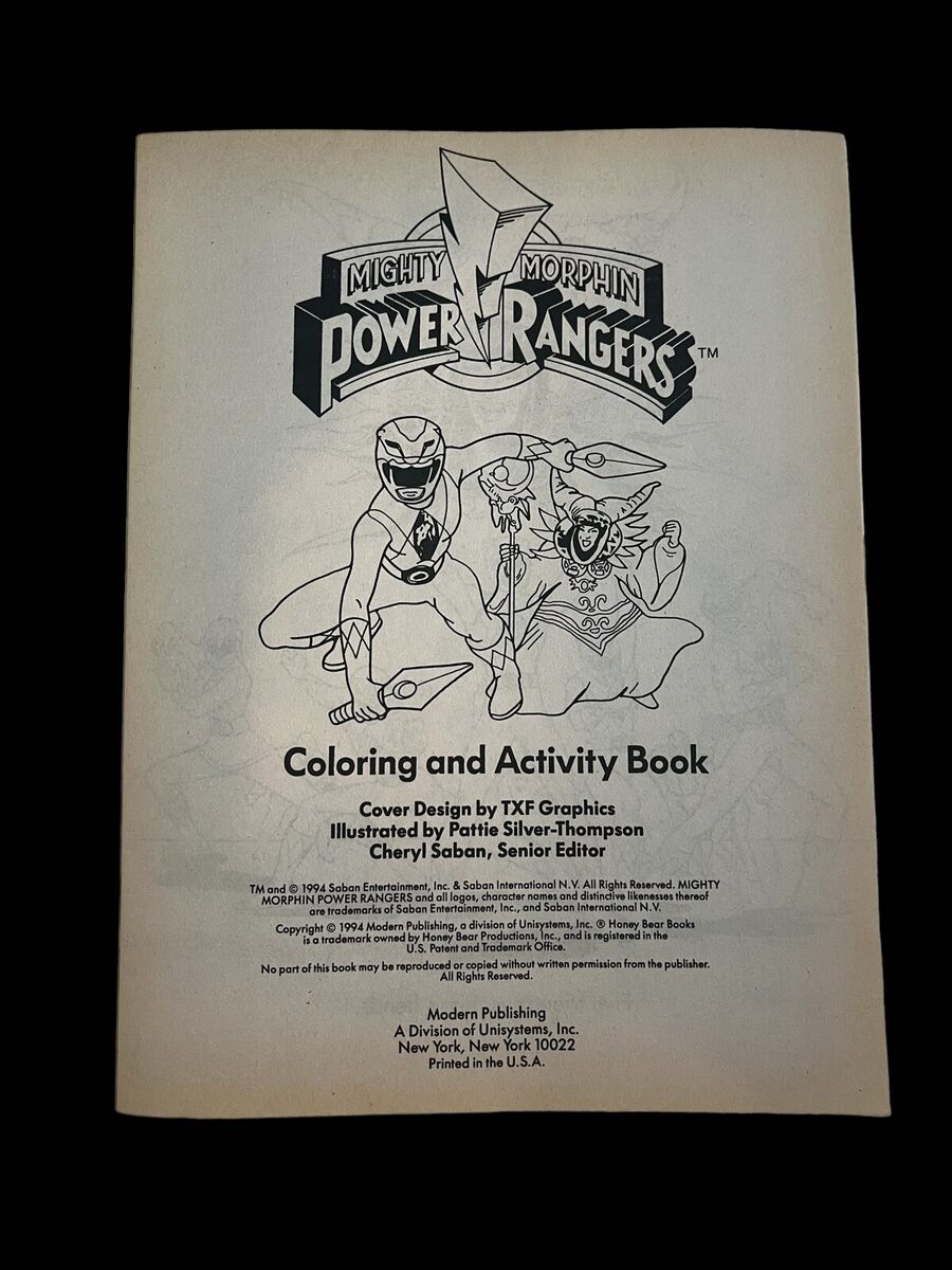 Vintage mighty morphin power rangers coloring activity book