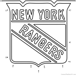 New york rangers logo dot to dot printable worksheet