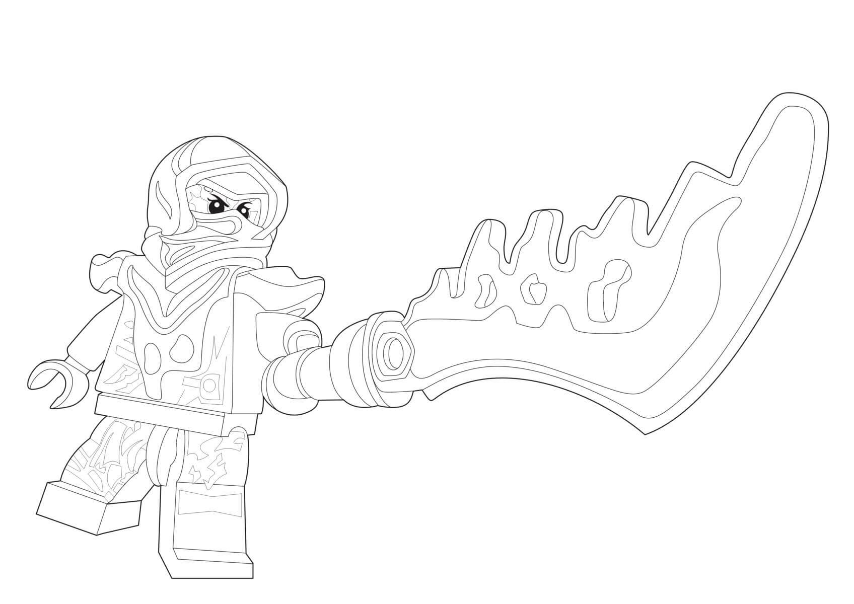 Nya ninjago holding a sword coloring page