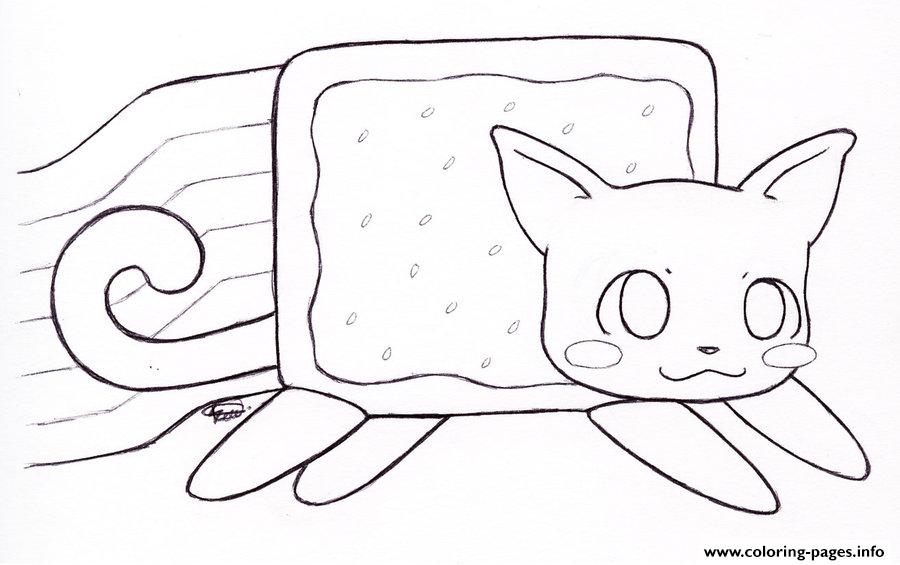 Nyan cat by kitty coloring page printable