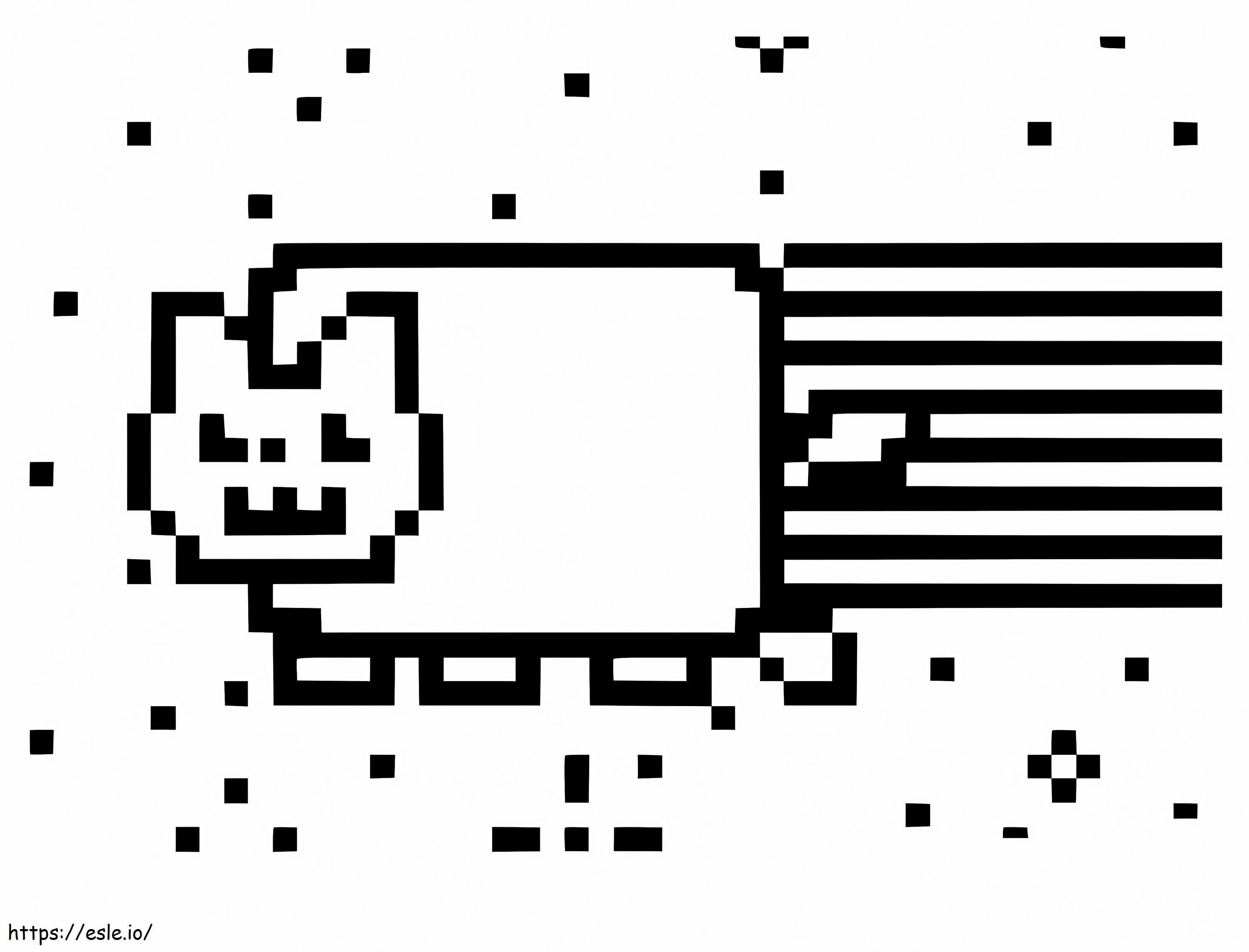 Pixel art nyan cat coloring page