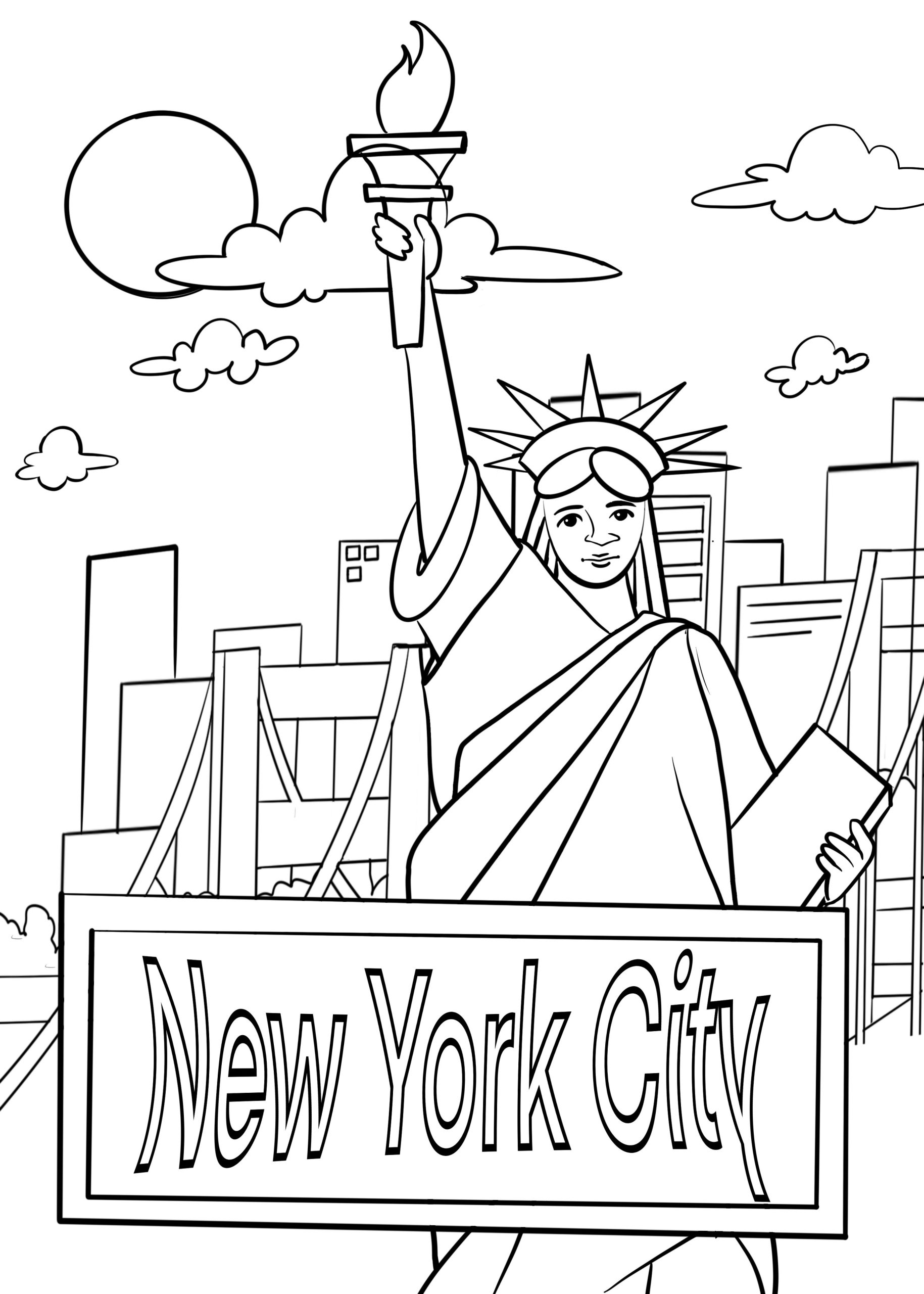 New york city with kids coloring page