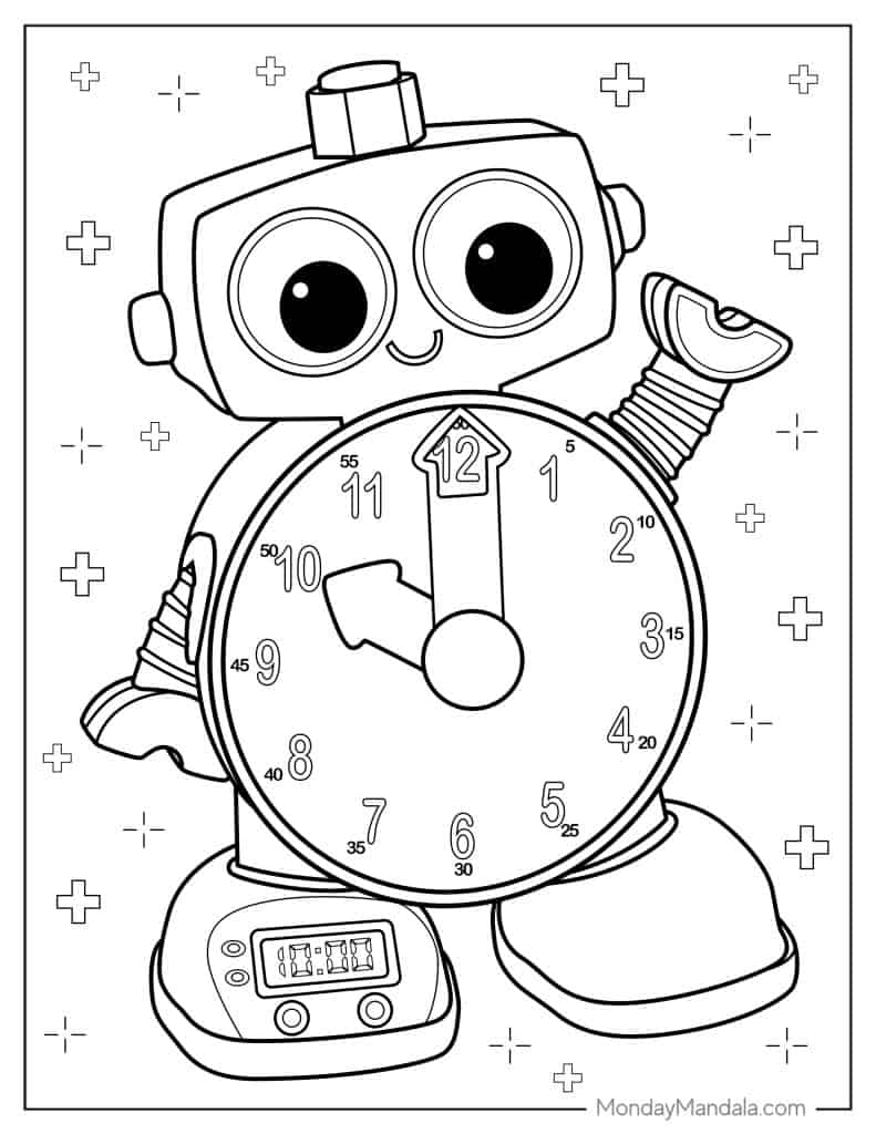 Clock coloring pages free pdf printables