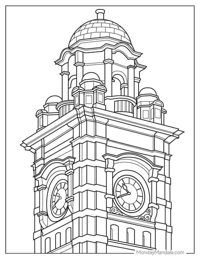 Clock coloring pages free pdf printables