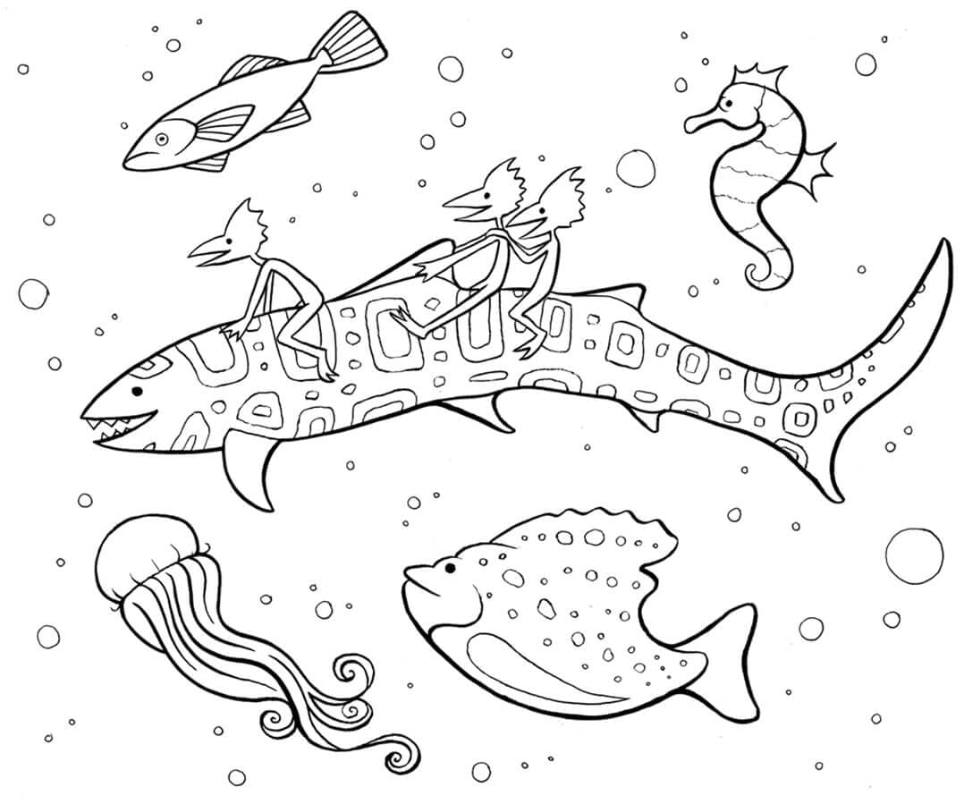 Mindfulness ocean coloring page