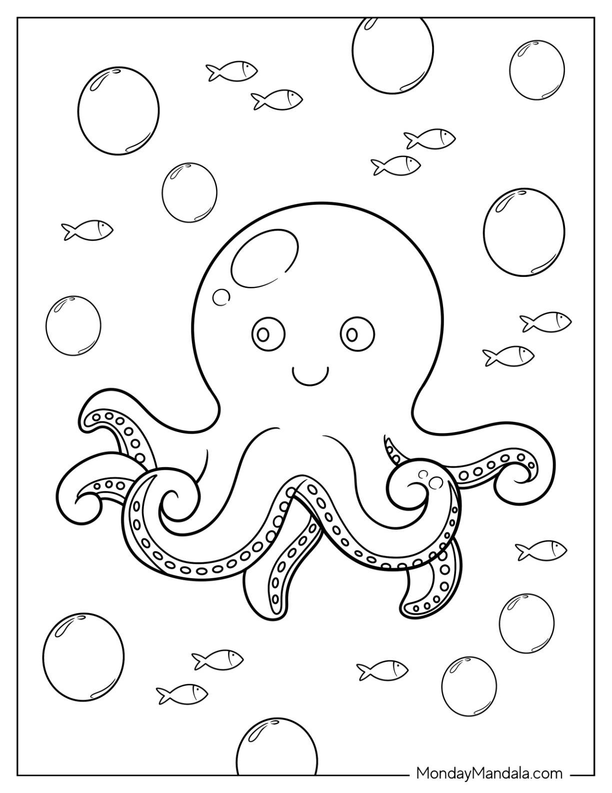 Octopus coloring pages free pdf printables